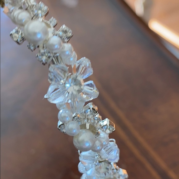 David’s Bridal pearl and rhinestone beaded Tiara - Picture 2 of 5